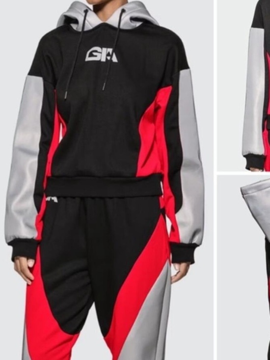 I.AM.GIA Pants - I. Am. Gia. Holographic, red and black tracksuit.